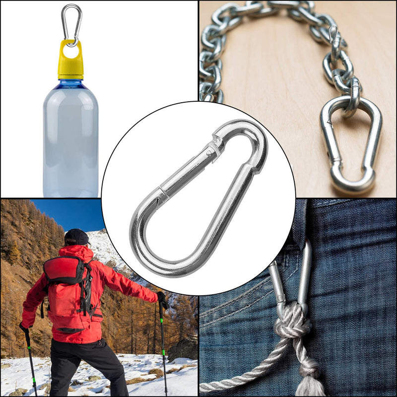 30 Pack Sliver Spring Hook, Zinc-Galvanized Steel Carabiner Small M4x40MM Carabiners for Backpacks or Key Chains, Silver Quick Link Snap Spring Clip Hook for Ropes, Pet, Indoor and Outdoor Equipment - NewNest Australia