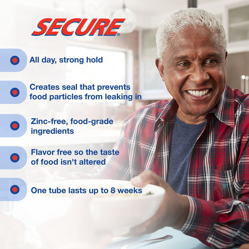 Secure Waterproof Denture Adhesive - Zinc Free - Extra Strong Hold For Upper, Lower or Partials - 1.4 oz - NewNest Australia