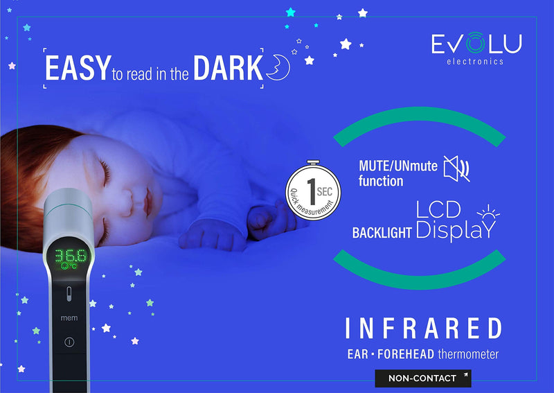 Evolu Fever Thermometer Contactless Infrared Non Contact Forehead Thermometer 3-In-1 Digital Infrared Thermometer - Ear Thermometer For Babies, Children, Adults Ear And Forehead - NewNest Australia