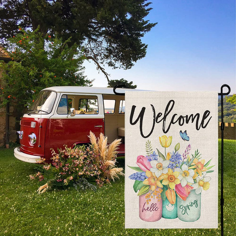 Spring Garden Flag Floral Mason Jar 12×18 Inch Double Sided Outside Vertical Holiday Yard Décor 12"X18" - NewNest Australia