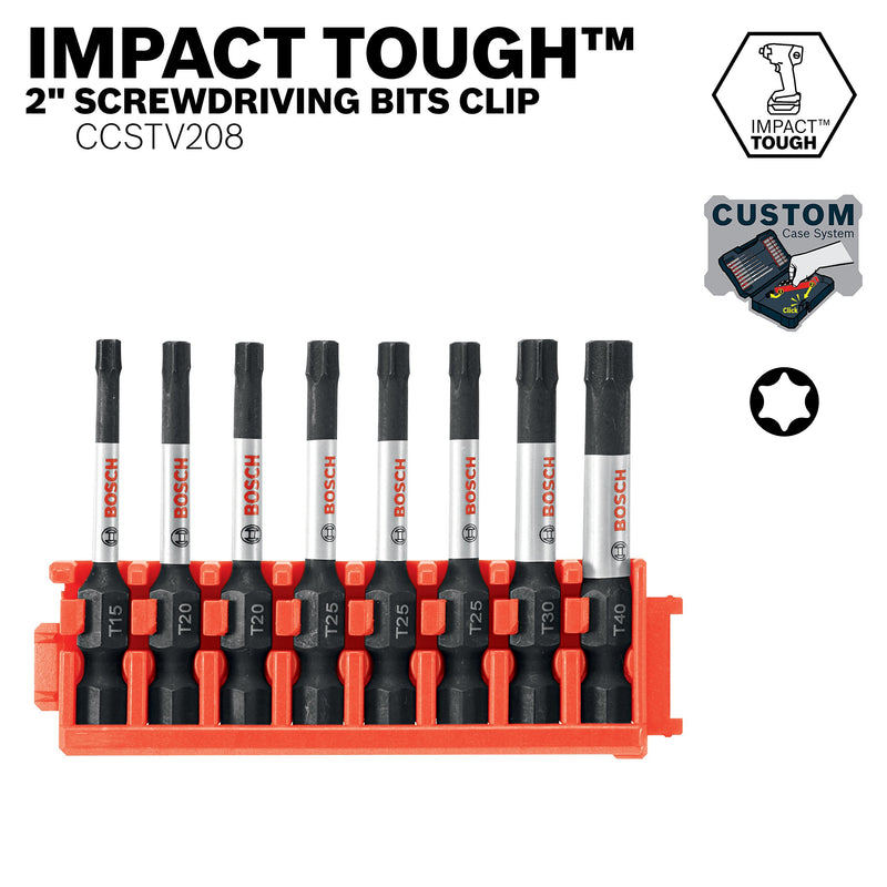 Bosch CCSTV208 8Piece Impact Tough Torx 2 Inch Power Bits with Clip for Custom Case System 2 In. - NewNest Australia