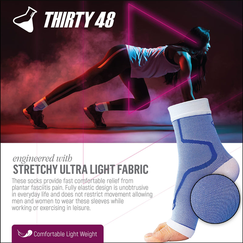 Thirty48 Plantar Fasciitis Compression Socks(1 or 2 Pairs), 20-30 mmHg Foot Compression Sleeves for Ankle/Heel Support, Increase Blood Circulation, Relieve Arch Pain, Reduce Foot Swelling Black & Black (2 Pairs) Large - NewNest Australia