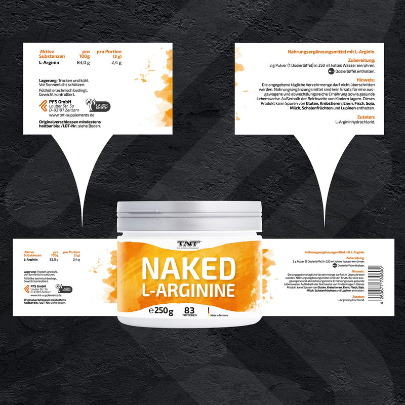 L Arginine Powder For Tnt Amino Acids For Muscle Building Pre-Workout | German Premium Quality | High Dose To Enhance Performance In Sports & Fitness Bodybuilding | Naked L-Arginine | 250 G Tin - NewNest Australia