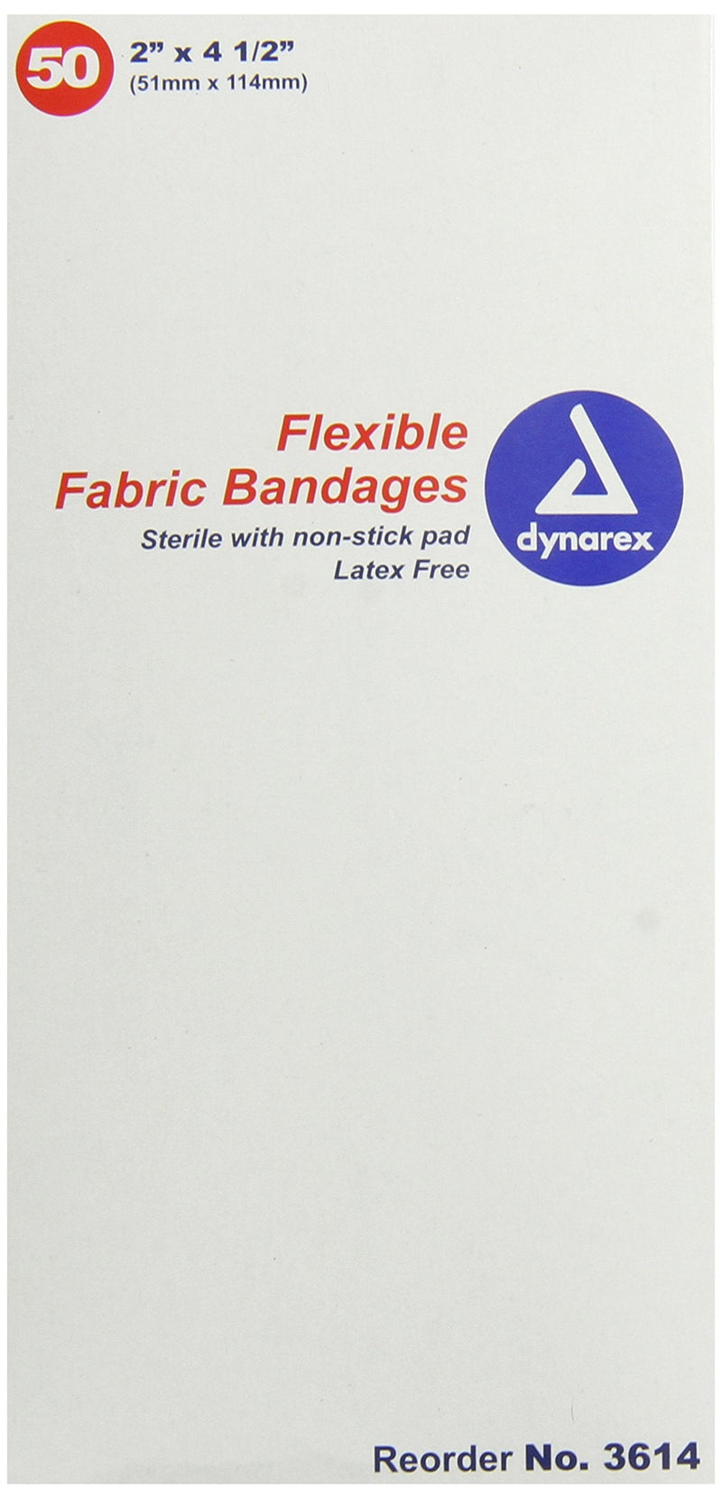 Dynarex Adhesive Fabric Bandage, 2 Inches X 4.5 Inches Sterile, 50 Count 2x4.5 Inch (Pack of 50) - NewNest Australia