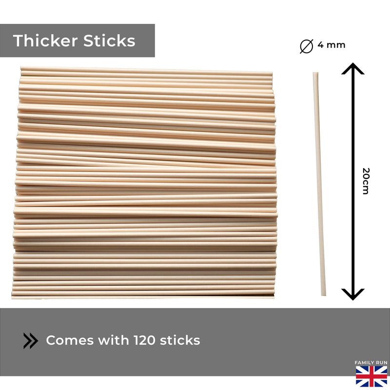 Ziffs Home® 120 Natural Fibre Reed Diffuser Sticks - 20cm x 4mm - Thick Diffuser Reeds Sticks - Diffuser Sticks for Diffuser Oils Fragrance Refill - Fibre Reeds for Diffusers - NewNest Australia