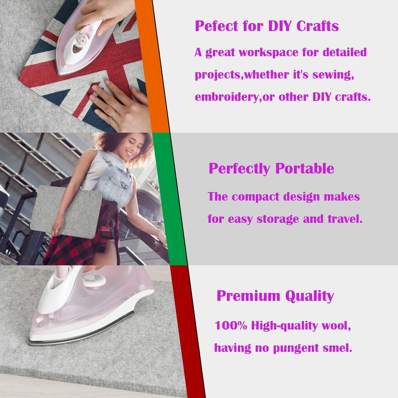 Rdutuok 17x13.5 Inches Wool Pressing Mat for Quilting Ironing Pad 100% Wool from New Zealand Easy Press Wooly Felted Iron Board for Retains Heat, Great for Quilting & Sewing Projects 17" x 13.5" - NewNest Australia