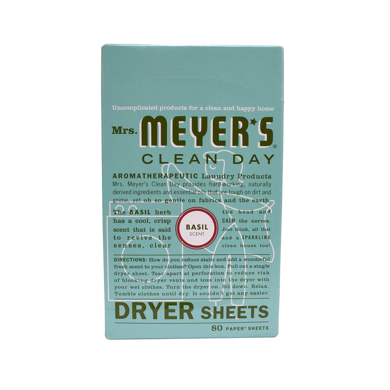 Mrs. Meyer's Dryer Sheets, Softens Fabric, Reduces Static, Cruelty Free Formula, Basil Scent, 80 Count - NewNest Australia