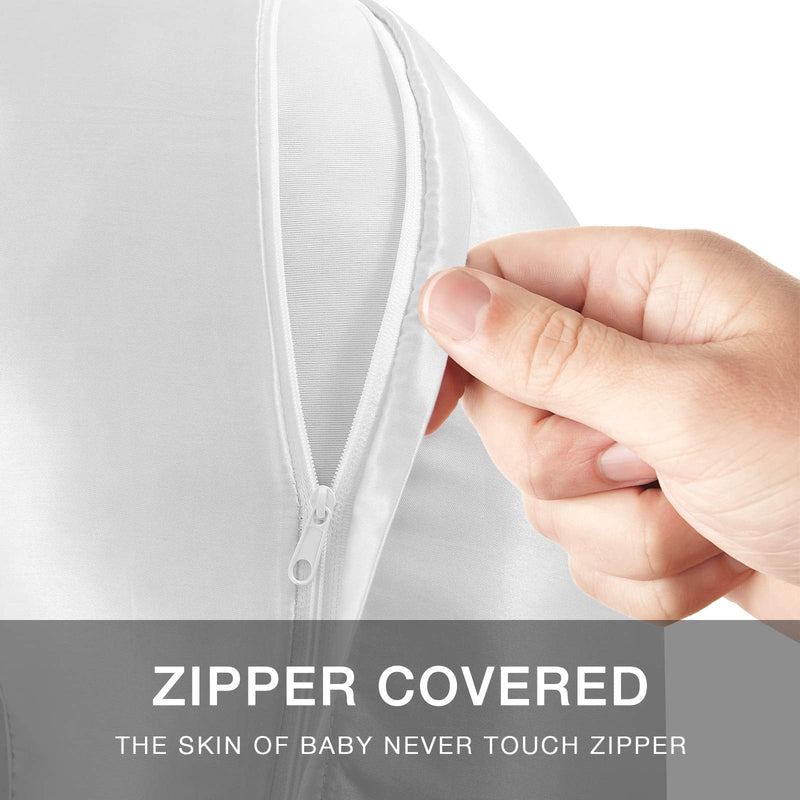 Pro Goleem Satin Nursing Pillow Cover 2 Pack Soft Silk Feeling Feeding Pillow Slipcover for Breastfeeding Moms Fits Standard Infant Nursing Pillow or Positioner Gray and White - NewNest Australia