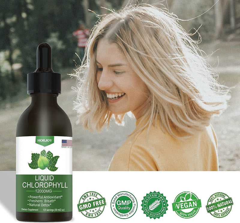 Chlorophyll Liquid Drops - 100% Natural Energy Booster and Immune Support - Internal Deodorant and Detox - Altitude Sickness Relief - Fast Absorption, Vegan & Non-GMO - 120 Servings(100mg) 2 Ounce (Pack of 1) - NewNest Australia