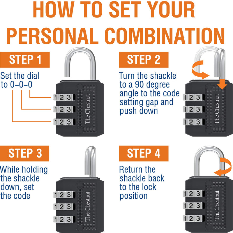 Padlock with 3 Digit Combination - Outdoor Weatherproof Combination Lock - Keyless Resettable Combo - for Luggage, Fence, Travel, Gate, Door, School, Gym, Sports, Toolbox, Case, Employee Lockers, Hasp 1 - NewNest Australia