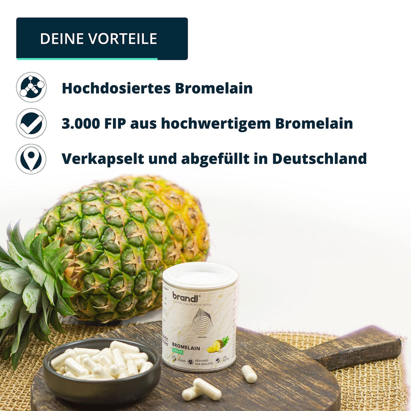Bromelain In High Doses | Natural Enzymes From Pineapple By Brandl | 3,000 Fip Per Capsule | Also Ideal For Athletes | 60 Pieces Bromelain Capsules Each With 600Mg Pineapple Enzyme - NewNest Australia
