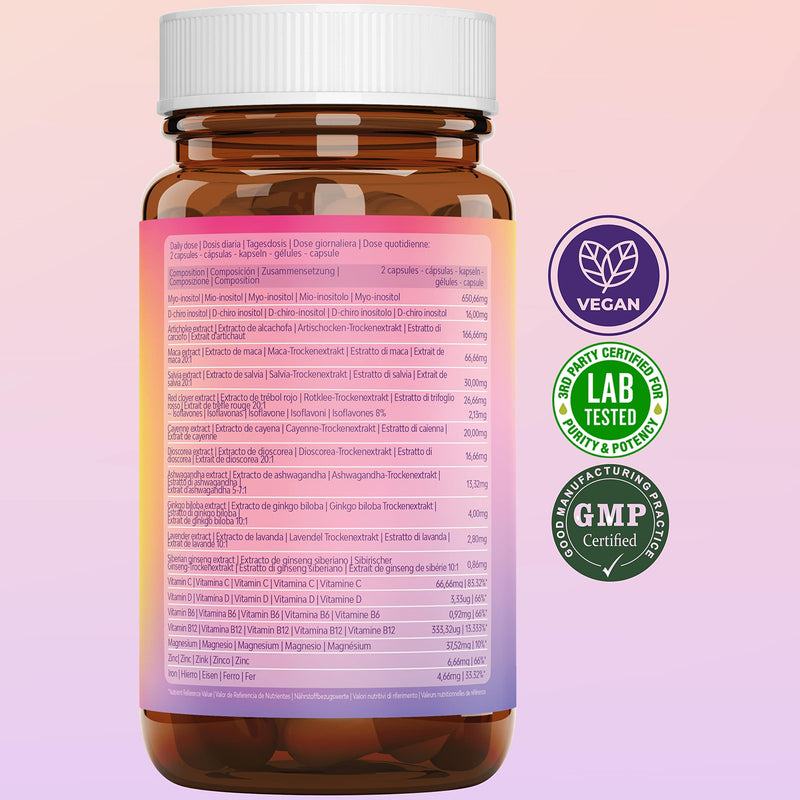 Menopause Inositol FEM 19-in-1 | Maintains Menopause with Inositol Myo & D-chiro, Isoflavones, Yam Root, Red Cabbage | Maintains Metabolic Health | High Dosage, Hormone-Free, Vegan - NewNest Australia