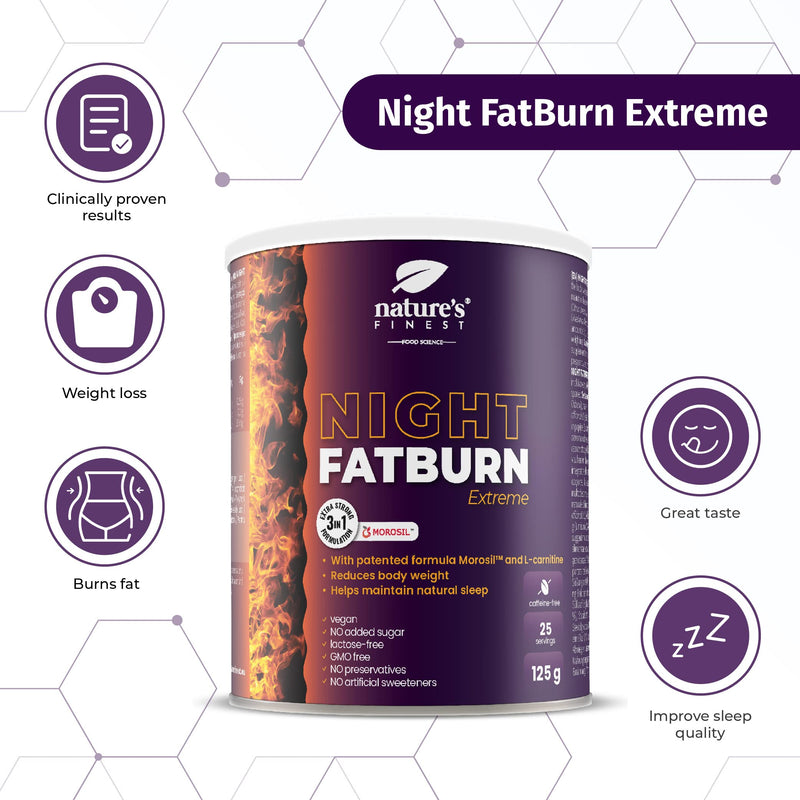 Nature'S Finest Night Fatburn Extreme Dietary Supplement For Weight Loss With 4-In-1 Formula, Powder, Proven Fat Burner With Morosil, L-Carnitine And Valerian, Slimming In Sleep - NewNest Australia
