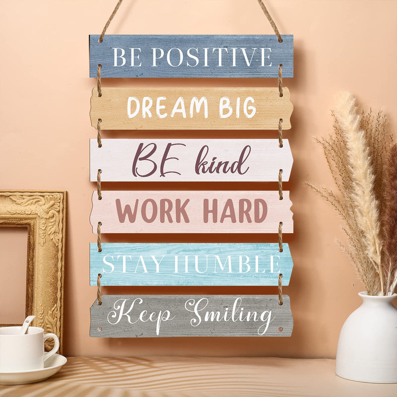 6 Pieces Rustic Wall Hanging Plaque Sign Inspirational Wall Art Farmhouse Wooden Wall Signs Positive Wall Plaque with Quotes Motivational Quote Decor for Office Bedroom Living Room (Classic Style) Classic Style - NewNest Australia