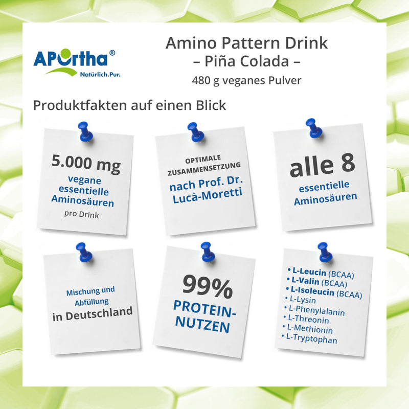 Aportha Multi Essential Amino Pattern I 480 G Pina Colada Drink With 8 Essential Amino Acids According To Prof. Dr. Luc√† Moretti For Optimized Protein Supply I Amino Acids Complex High Dose Eaa - NewNest Australia
