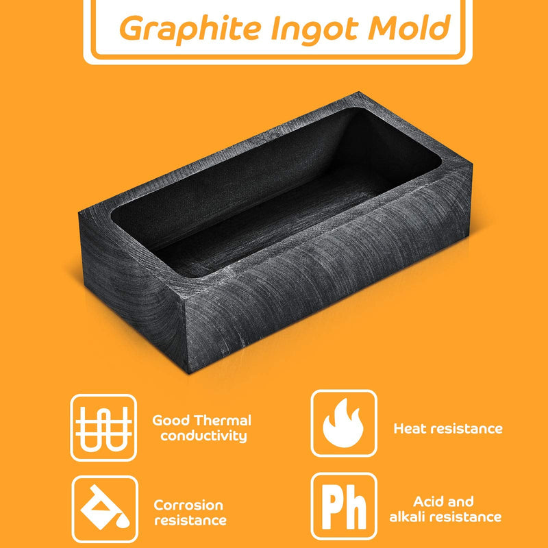 4 Pieces Graphite Ingot Mould Crucible Ingot Casting Mould Silver 1 KG Gold Ingot Mould for Gold Silver Metal Aluminum Copper Brass Melting Casting Refining (90 x 40 x 20 mm) - NewNest Australia