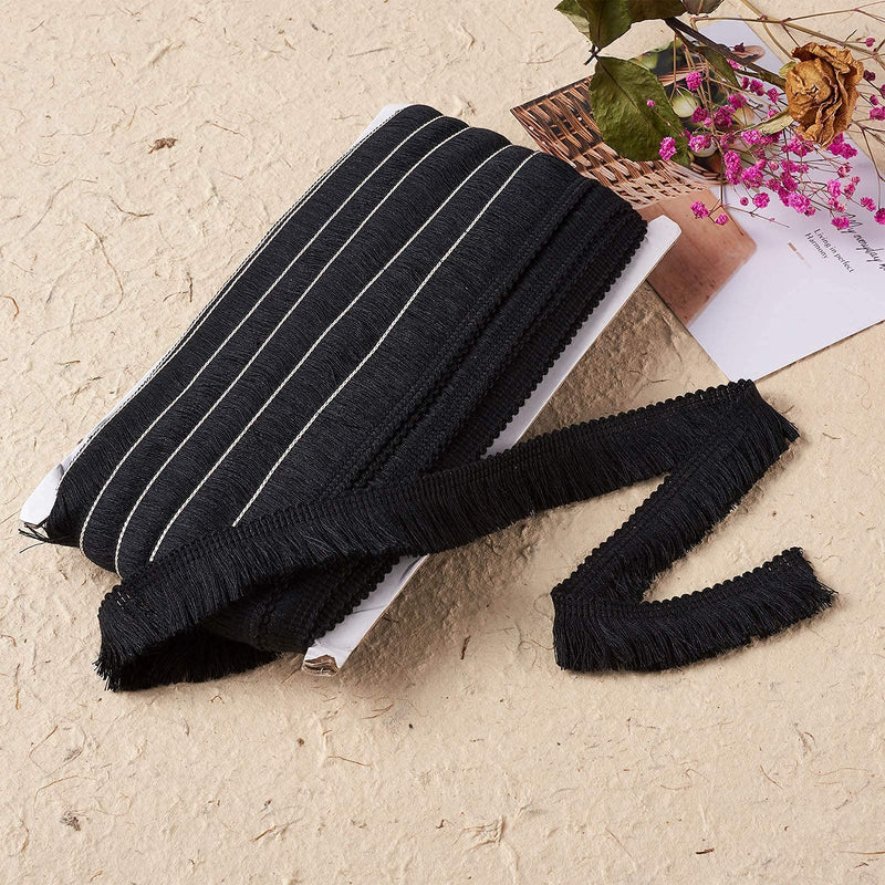 MegaPet Black Polyester Fringe Tassel Lace Trim 1 Inch x 82 Feet Chainette Fringe Fibre Trim for Sewing Quilting DIY Home Decoration - NewNest Australia
