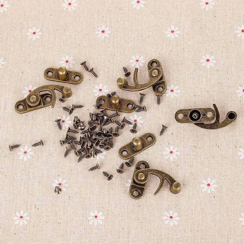 PGMJ 20 Pieces Jewelry Box Hardware Thickened Solid Bronze Tone Antique Right Latch Hook Hasp Horn Lock Wood Jewelry Box Latch Hook Clasp and 80 Replacement Screws (Right Latch Buckle) - NewNest Australia