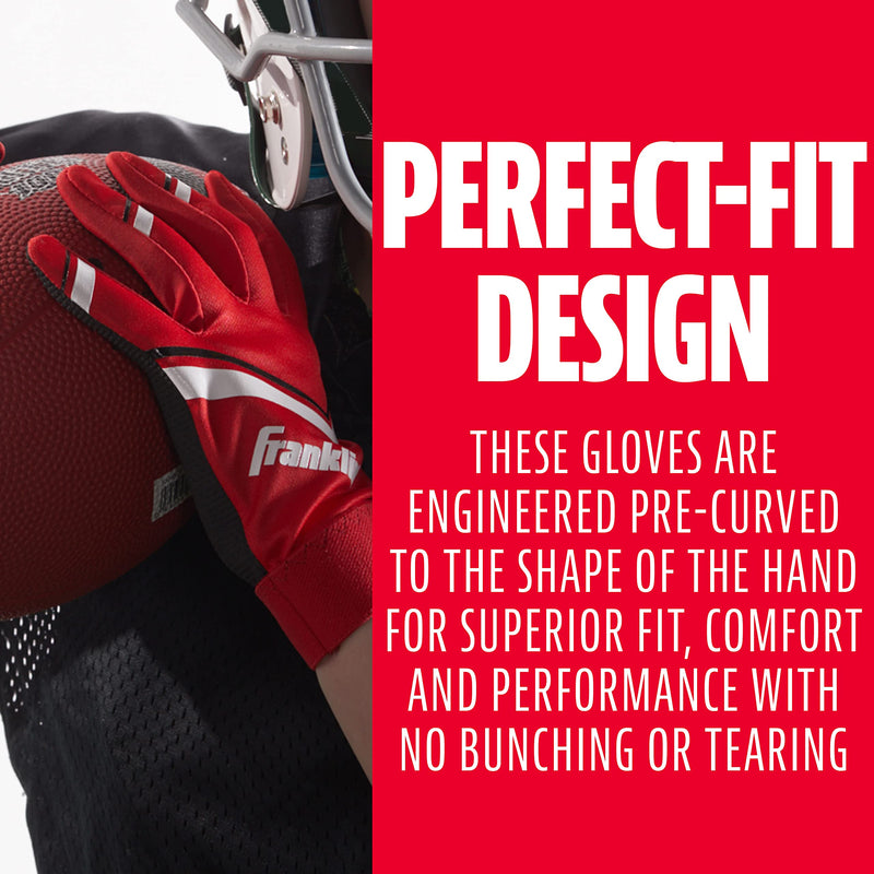 Franklin Sports Youth Football Receiver Gloves - Shoktak Youth Gloves - Kids Football Receiver Gloves - High Grip Football Gloves for Kids Youth Medium Black/Red - NewNest Australia