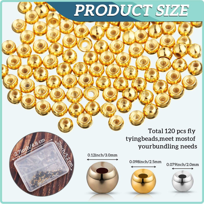 Skylety 120 Pieces Fly Tying Beads with a Plastic Box Tungsten Beads Round Ball Beads Head Ball Fly Tying Materials Black Nickel, Gold, Silver 3.0 mm, 2.5 mm, 2.0 mm - NewNest Australia