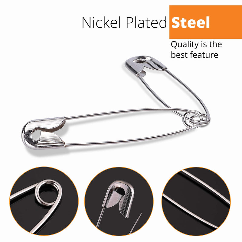 Wenrook Safety Pins Assorted 4-Size Pack of 150 - Strong Nickel Plated Steel, Rust Resistant, Heavy Duty Variety Pack, Perfect for Clothes, Crafts, Sewing, Pinning and More Pack of 150 - (37mm/27mm/22mm/19mm) - NewNest Australia