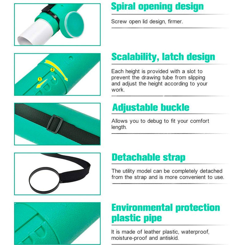 2-Pack Extendable Poster Tubes Expand from 24.5” to 40” with Shoulder Strap | Carry Documents, Blueprints, Drawings and Art | Red and Green Portable Durable Round Storage Cases with Lids and Labels - NewNest Australia