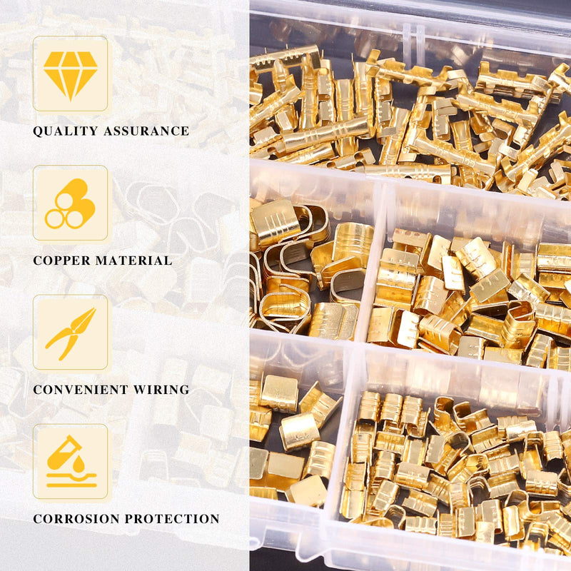 Swpeet 525Pcs Gold TC-1 TC-A TC-B TC-C TC-T Non-Insulated U Shape Wire Crimp Copper Terminal Connerctor Kit, Ring Lugs Crimp Cable Terminal for Crimp Solid Wires or Stranded Wires - NewNest Australia