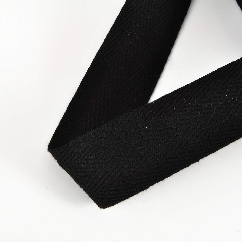 50 Yard Cotton Twill Tape Ribbon, Soft Natural Webbing Tape Herringbone Bias Tape for Sewing DIY Craft (Black, 1 Inch) Black - NewNest Australia