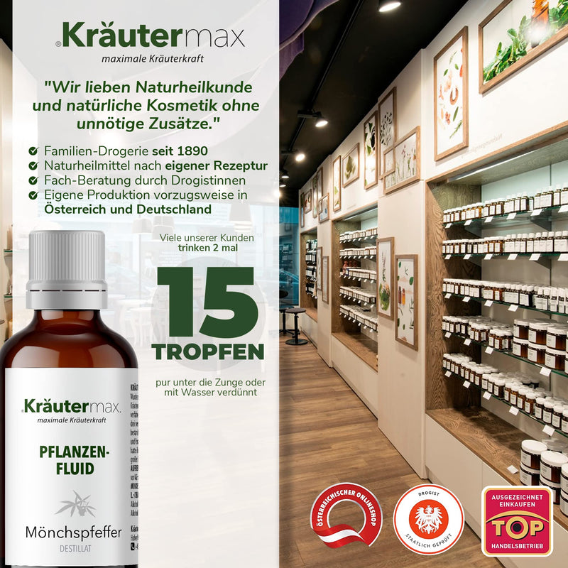 NEW! Kräutermax Monk Pepper Drops | Agnus Castus distillate as a perfect replacement for chasteberry capsules | High-dose monk's pepper and vegan according to Kräutermax original recipe | 1 x 50ml - NewNest Australia