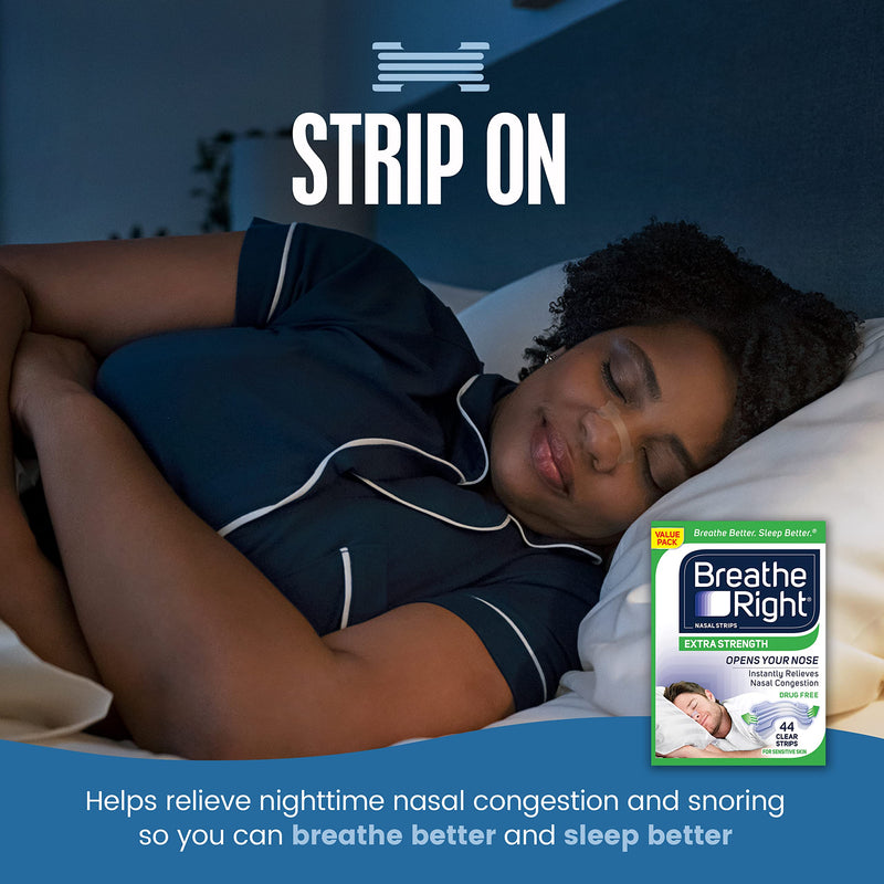 Breathe Right Extra Clear DrugFree Nasal Strips for Nasal Congestion Relief, 44 Count , 1 Count - NewNest Australia