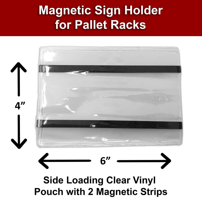 Pallet Rack Sign Holder Kit Clear Vinyl Pouch with Magnet for 4" H x 6" L Cards - 10 Pack - NewNest Australia