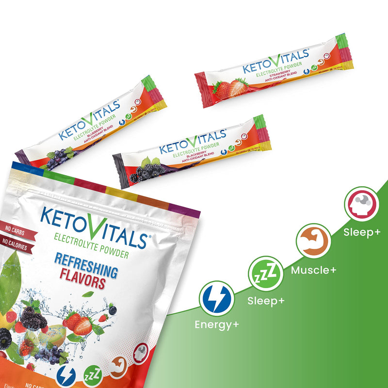 Keto Vitals Berry Antioxidant Electrolyte Powder Stick Packs | Keto Friendly Electrolytes Travel Packets | Variety Individual Packets | Energy Drink Mix | Zero Calorie | Zero Carb (Berry Assorted, 30) Berry Assorted 30 Count (Pack of 1) - NewNest Australia