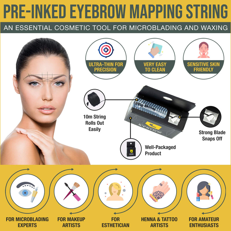 LIUDEX Pre-Inked Eyebrow Mapping String – an Essential Cosmetic Tool for Microblading and Waxing; Effective and Easy-to-Use Black Ink Eyebrow Thread Brow Marker for Flawless Perfection - NewNest Australia
