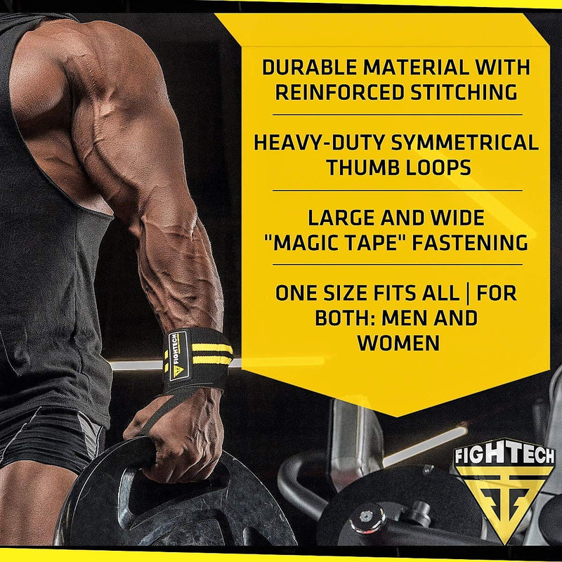 FIGHTECH Wrist Wraps for Weight Lifting 18 inch Professional Grade Wrist Support Braces for Weightlifting, Crossfit and Strength Training | for Men and Women Black - NewNest Australia