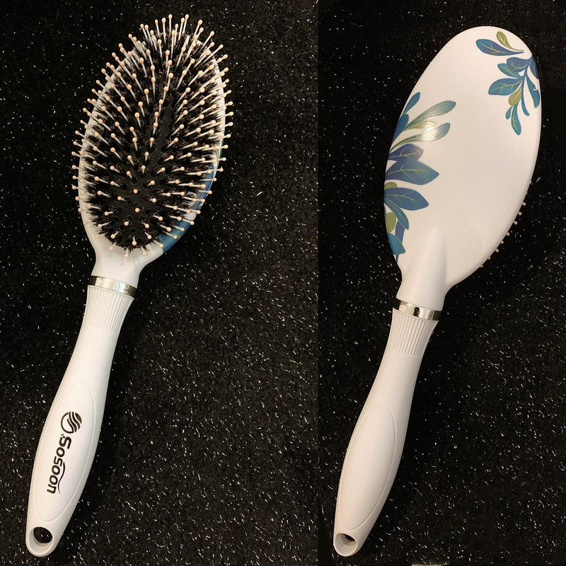 Hair Brush, Boar Bristle Paddle Hairbrush for Long, Thick, Curly, Wavy, Dry or Damaged Hair, Reducing Hair Breakage and Frizzy, No More Tangle A -White - NewNest Australia