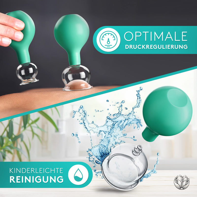 Kurglas Cupping Glasses Made Of Real Glass [Pack Of 5] - Medical With Suction Ball And Fascia Scraper - Cupping With Strong Suction Power - With E-Book - Against Tension & Cellulite - NewNest Australia