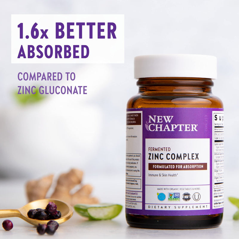 Zinc Supplement, New Chapter Fermented Zinc Complex, ONE Daily for Immune Support + Skin Health + Non-GMO Ingredients, Easy to Swallow & Digest, 30 Count (1 Month Supply) 30 Count (Pack of 1) - NewNest Australia