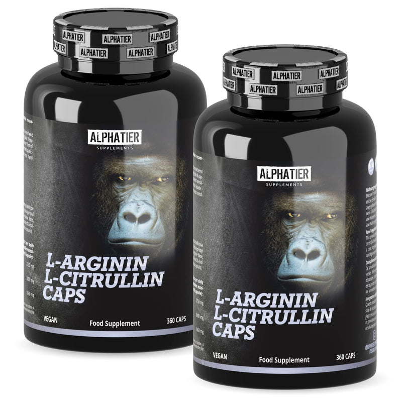 L-Arginine L-Citrulline Capsules High Dose - 360 Caps Vegan - 3000 Mg Citrulline Malate + Arginine Base Per Serving - Alphatier - Premium Quality Without Magnesium Stearate + Additives - NewNest Australia