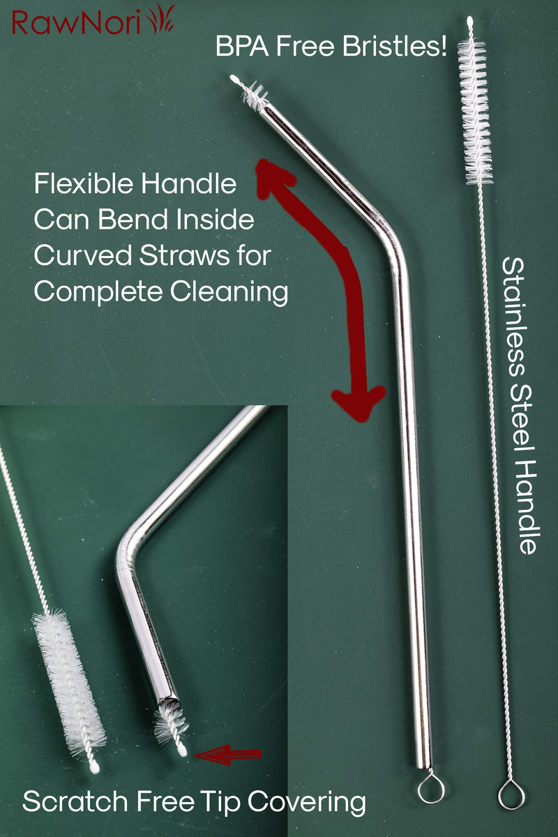2 Drinking Straw Cleaning Brush Long - Bristle Cleaner for Stainless Steel Drink Straws Heavy Duty Brushes for Washing Glass Silicone Metal Straws Tea Pot Spout Mini Micro Bottle - NewNest Australia