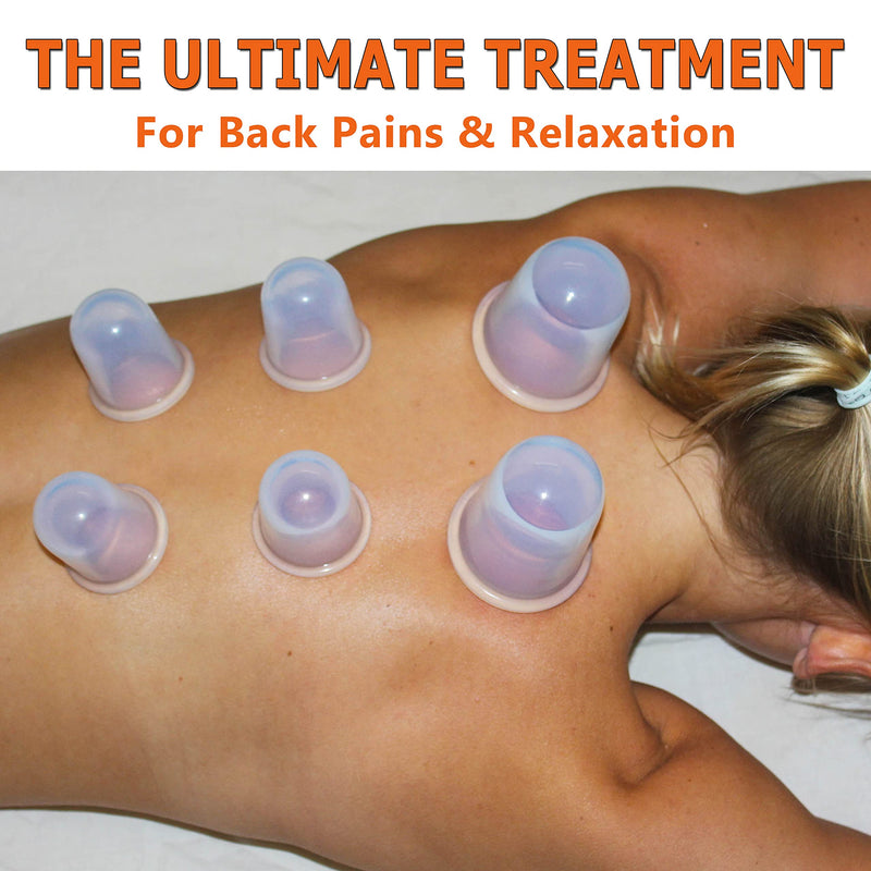 Cupping Set Massage Therapy Cups - by DoSensePro. Acupuncture Home Cupping Therapy Set for Arthritis, Pain Relief, Anti-Aging, Anti-Cellulite. Best Relaxation Gift. 6 Silicone Vacuum Cups. - NewNest Australia