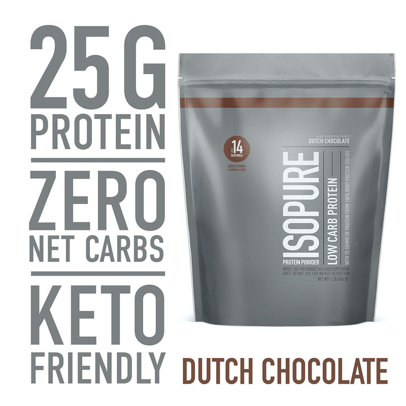 Isopure Low Carb, Vitamin C and Zinc for Immune Support, 25g Protein, Keto Friendly Protein Powder, 100% Whey Protein Isolate, Flavor: Dutch Chocolate, 1 Pound (Packaging May Vary) 1 Pound (Pack of 1) - NewNest Australia