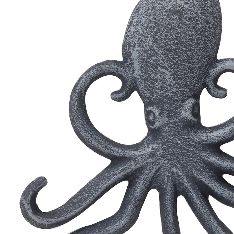 NewNest Australia - Stonebriar Cast Iron Octopus Decorative Wall Hook, Unique Nautical Design, Multiple Hooks , Silver 