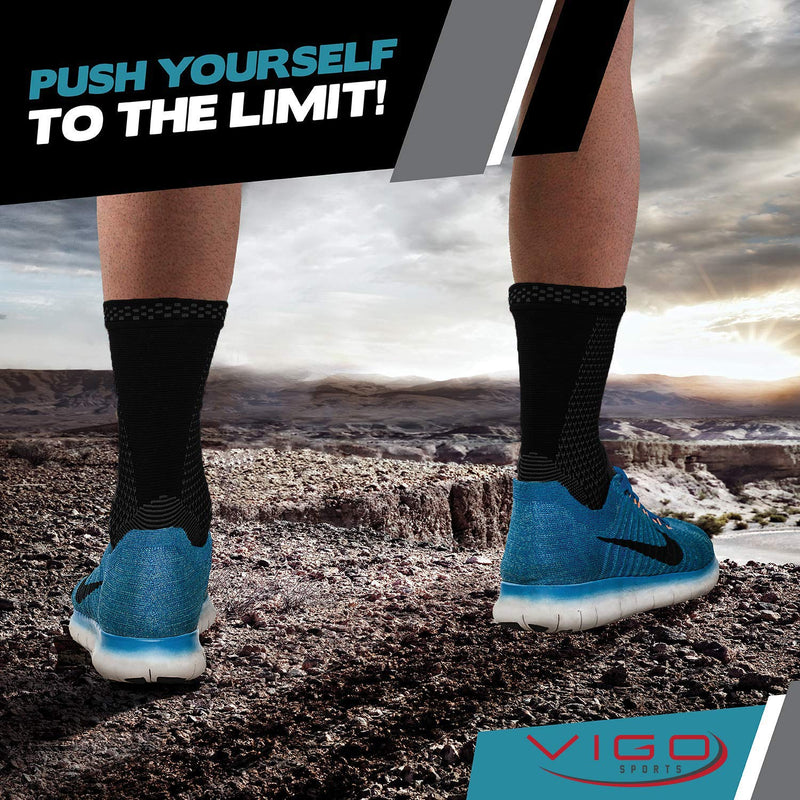 Vigo Sports 7 Zone Foot Brace (Pack Of 2) - Compression Socks For Effective Pain Relief - Also For Heel Spurs & Torn Ligaments - Ankle Support For Ankle & Metatarsal Stability, M - NewNest Australia