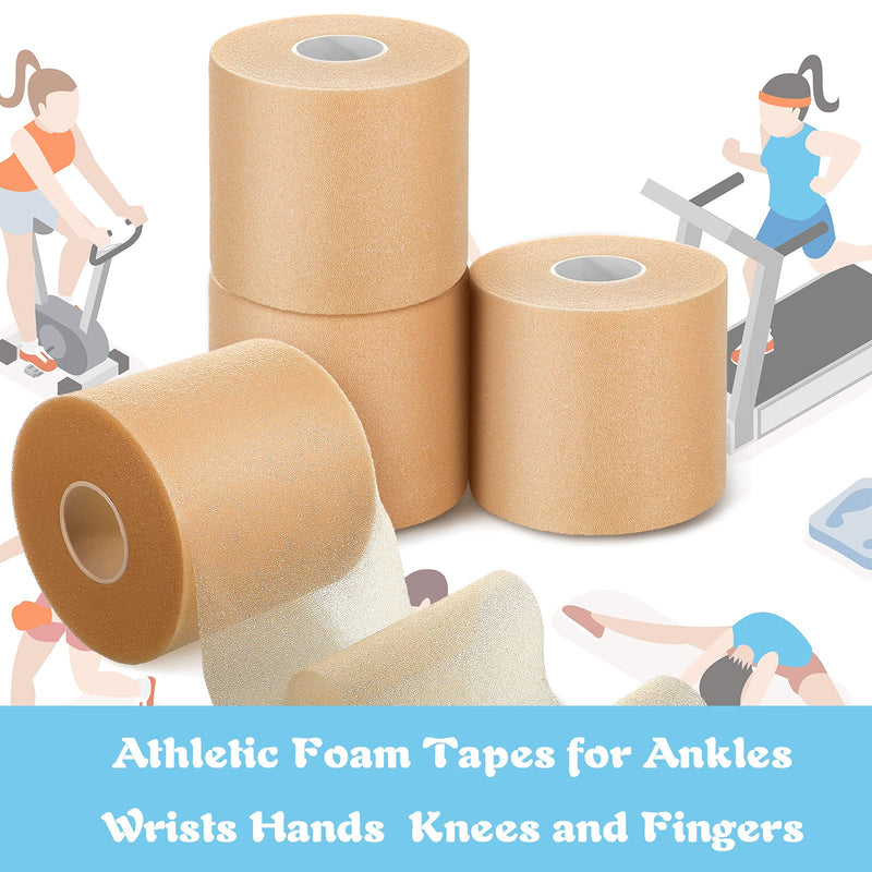 4 Pieces Foam Underwrap Athletic Foam Tap Sports Pre Wrap Athletic Tape for Ankles Wrists Hands and Knees (Beige,2.75 Inches x 30 Yards) Beige 2.75 Inch x 30 Yards - NewNest Australia