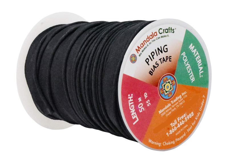 Mandala Crafts 55 Yards Black Maxi Piping Trim with Welting Cord – 1/2 Inch Maxi Piping Bias Tape for Sewing – Lip Cord Trim by The Yard for Upholstery Trimming 2.5mm 0.5 inch 55 Yards - NewNest Australia