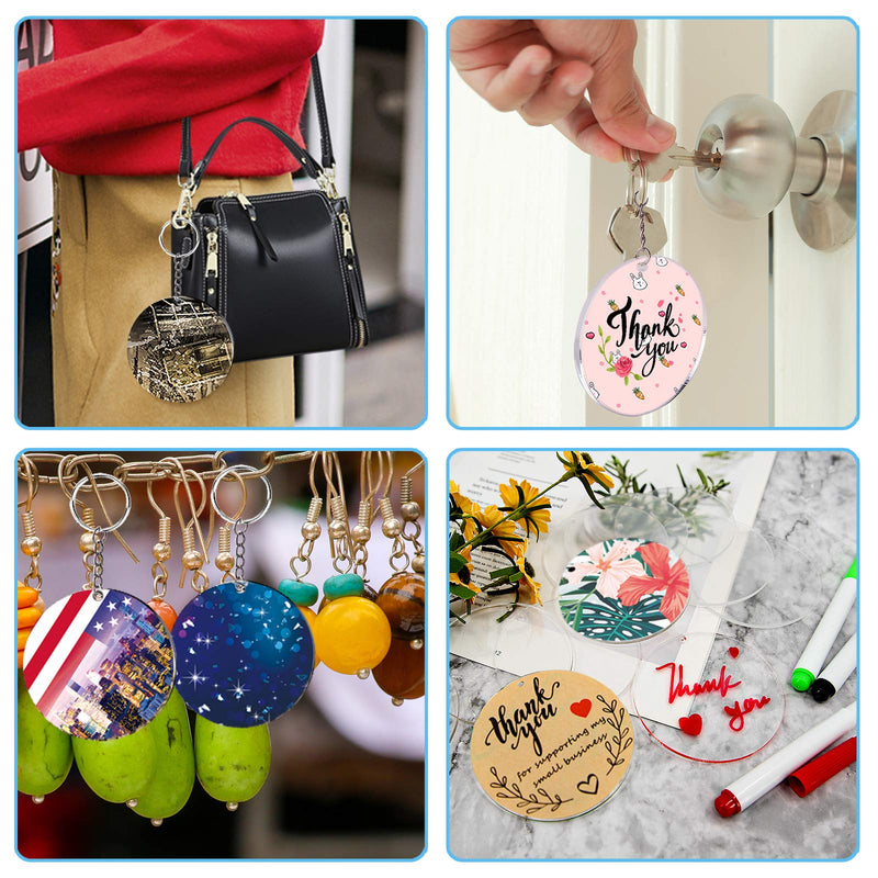Duufin 72 Pieces Key Ring Acrylic Blanks Keychain Tassels Set 3 Inch Round Clear Arylic Keychain Blanks Key Rings with Chain Jump Rings and Colorful Keychain Tassels for DIY and Craft - NewNest Australia