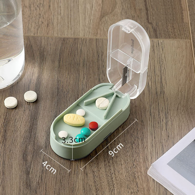 iJiZuo Pill Cutter, Pill Tablet Cutter for Small or Large Pills, Portable Pill Dispenser, Travel Pill Case, Portable Tablet Cutter with Blade and Storage Compartment-Green - NewNest Australia