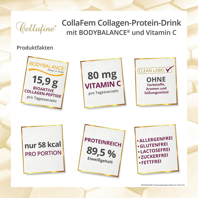 Cellufine Collafem Bodybalance Collagen Drink 480 G, With Bioactive Body Balance Collagen Peptides And Vitamin C, Natural & No Preservatives, Allergy-Free, Lactose-Free, Gluten-Free - NewNest Australia