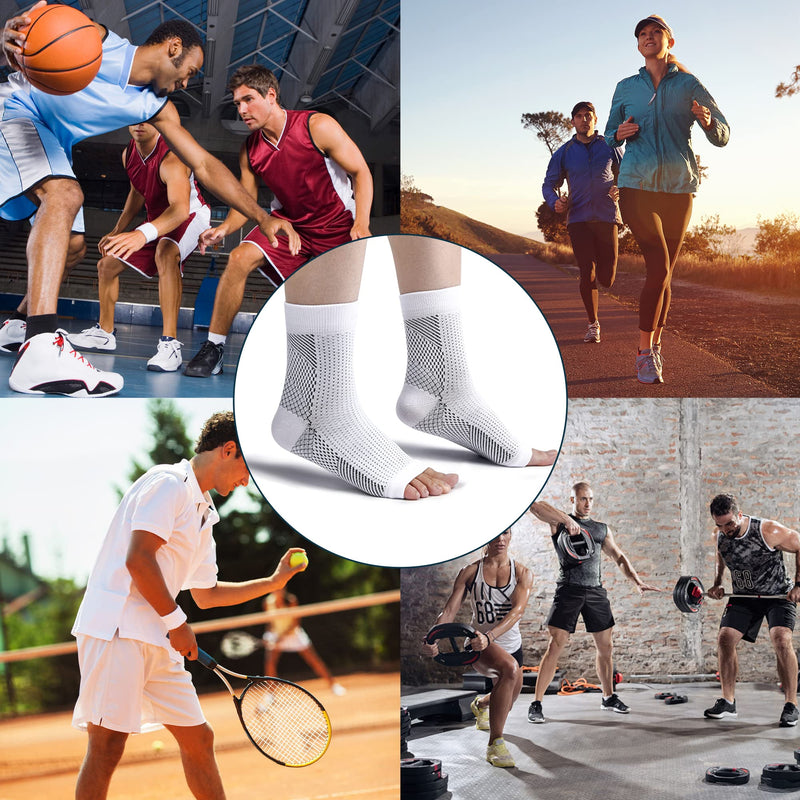 4 Pairs Plantar Fasciitis Socks Neuropathy Socks Ankle Compression Socks for Women Men Medical Ankle Support Brace Wide Calf Compression Socks for Flying, Running M White - NewNest Australia