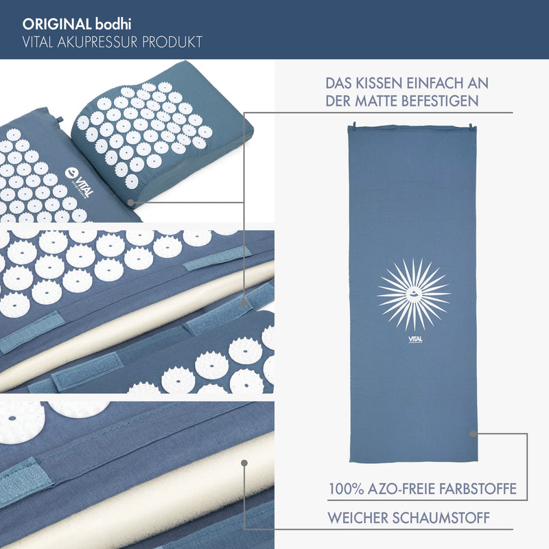 Acupressure Set Vital: Acupressure Mat & Acupressure Pillow In A Cheap Set, Revitalizing Mat For The Back And Pillow For The Neck, Soothing Relaxation Mat & Cushions Midnight Blue - NewNest Australia